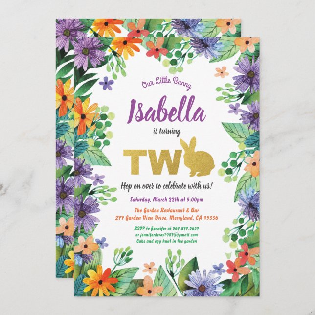 Invitation à une fête d'anniversaire de Pâques pou (Devant / Derrière)