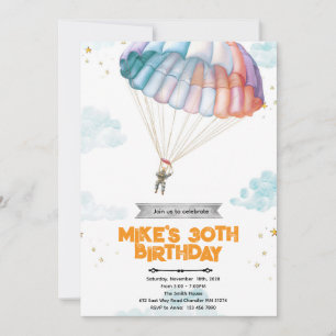 Invitation à une fête d'anniversaire de parachutis