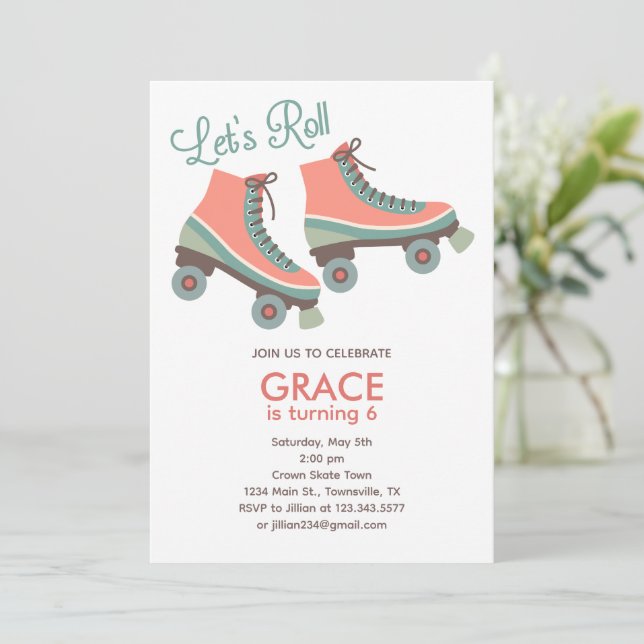 Invitation à une fête d'anniversaire de patin à ro (Debout devant)