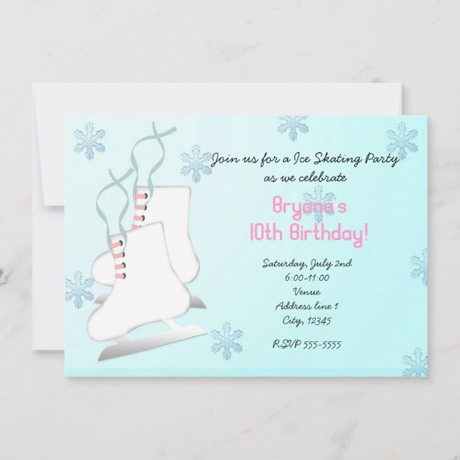 Invitation à une fête d'anniversaire de patinage s (Devant)