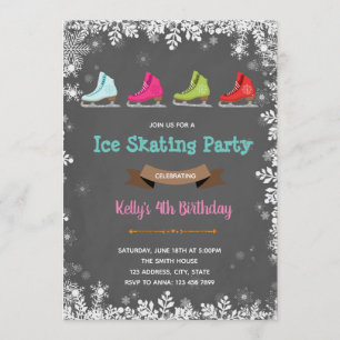 Invitation à une fête d'anniversaire de patinage s