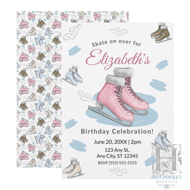 Invitation à une fête d'anniversaire de patinage s (Créateur téléchargé)