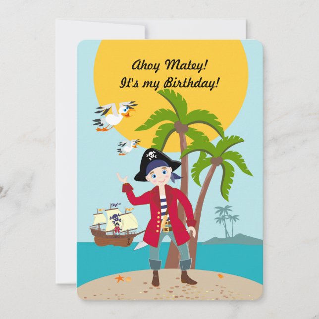 Invitation à une fête d'anniversaire de pirate et  (Devant)