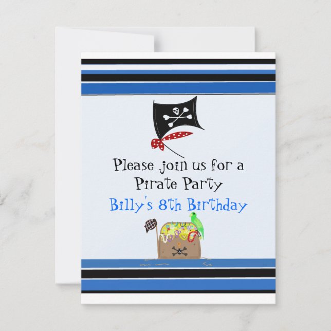 Invitation à une fête d'anniversaire de pirate ray (Devant)
