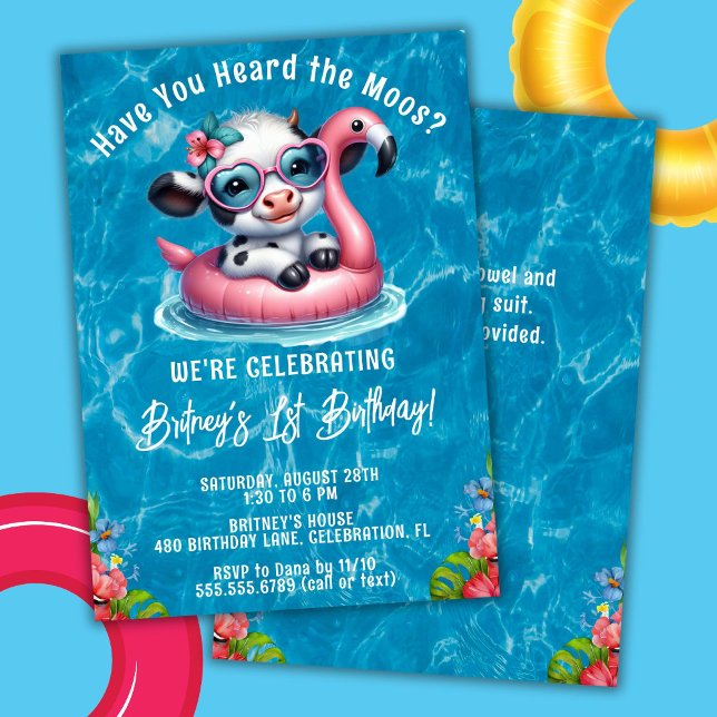 Invitation à une fête d'anniversaire de Piscine au (Créateur téléchargé)