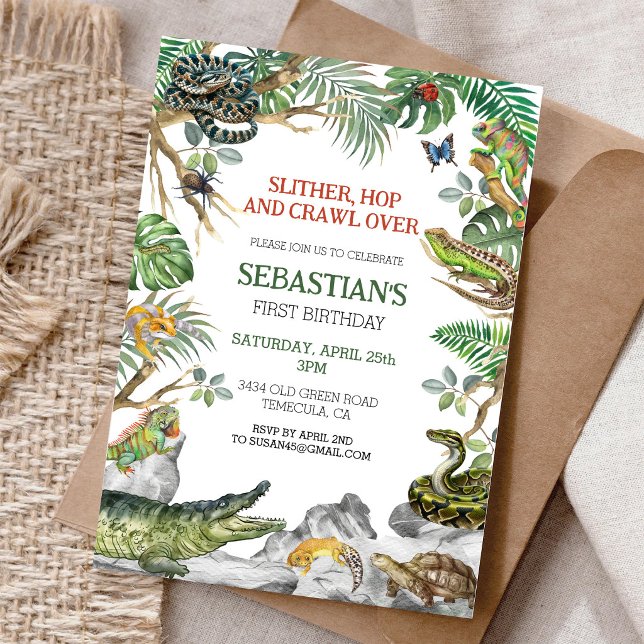Invitation à une fête d'anniversaire de reptile (Créateur téléchargé)