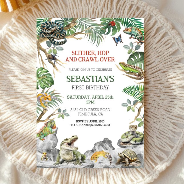 Invitation à une fête d'anniversaire de reptile (Créateur téléchargé)