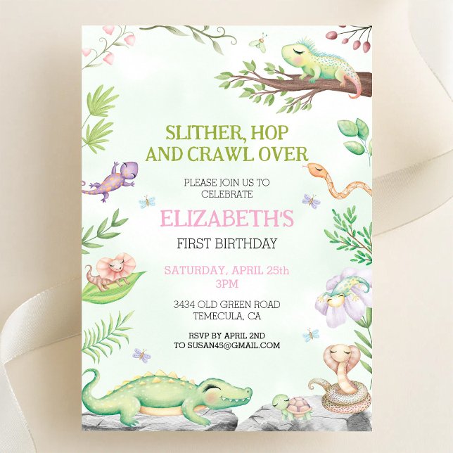Invitation à une fête d'anniversaire de reptile (Créateur téléchargé)