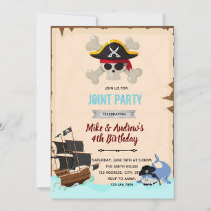 Invitation à une fête d'anniversaire de requin pir