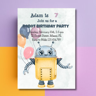 Invitation à une fête d'anniversaire de robot