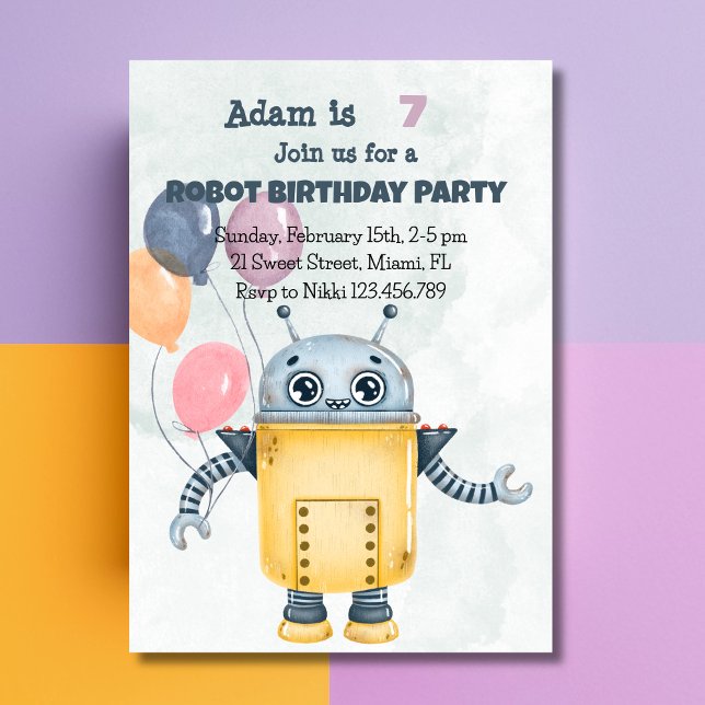 Invitation à une fête d'anniversaire de robot (Créateur téléchargé)