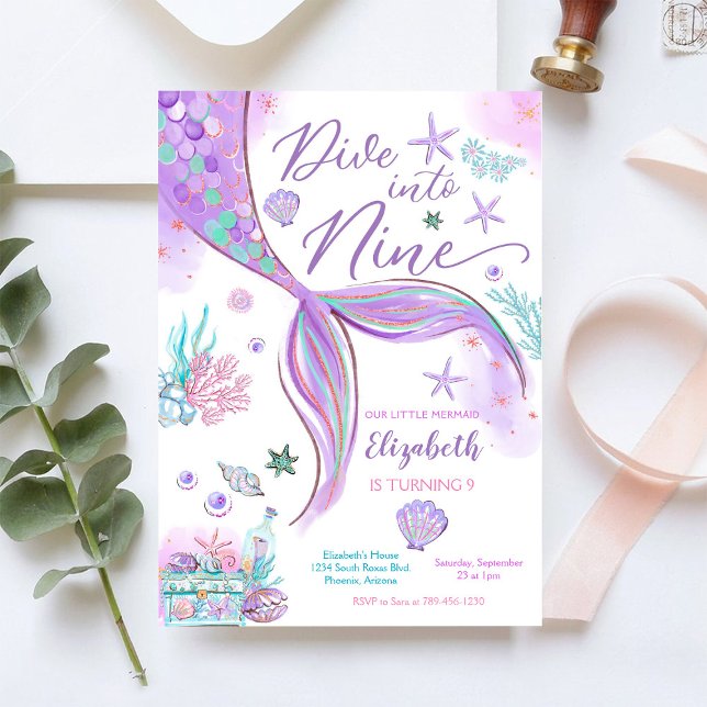 Invitation à une fête d'anniversaire de sirène (Créateur téléchargé)
