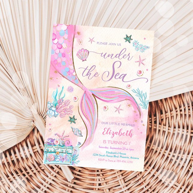 Invitation à une fête d'anniversaire de sirène (Créateur téléchargé)