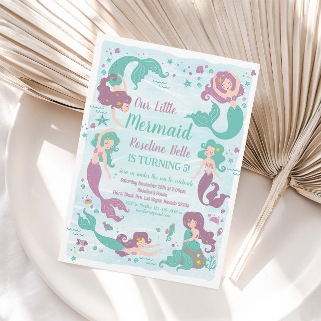 Invitation à une fête d'anniversaire de sirène sou (Créateur téléchargé)