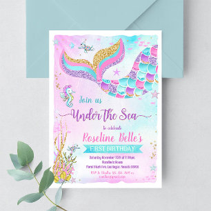 Invitation à une fête d'anniversaire de sirène sou