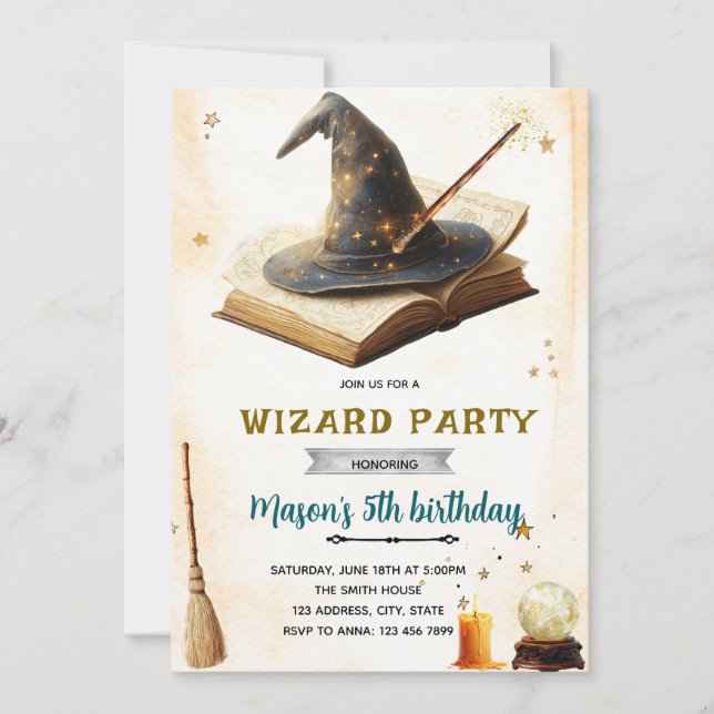 Invitation à une fête d'anniversaire de sorcière e (Devant)