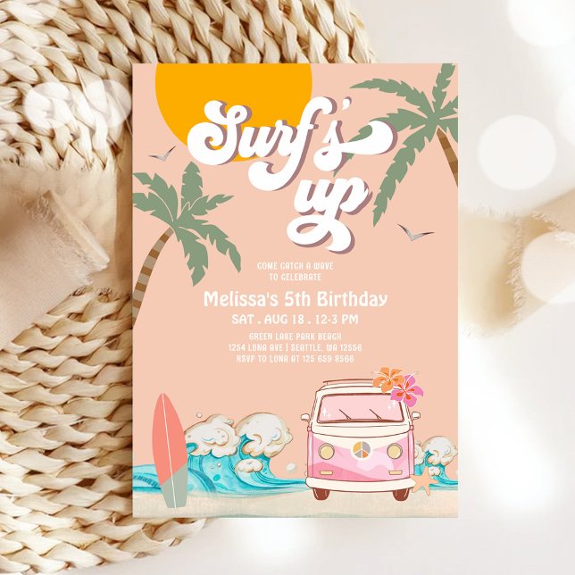 Invitation à une fête d'anniversaire de surf pour  (Créateur téléchargé)