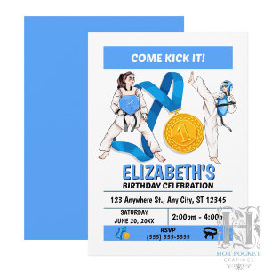Invitation à une fête d'anniversaire de taekwondo 