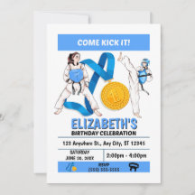 Invitation à une fête d'anniversaire de taekwondo