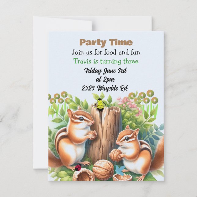 Invitation à une fête d'anniversaire de Tamias et  (Devant)