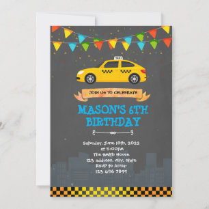 Invitation à une fête d'anniversaire de taxi