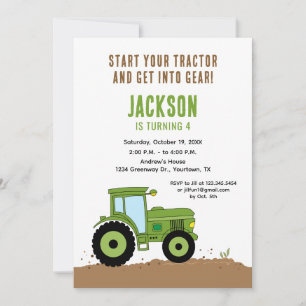 Invitation à une fête d'anniversaire de tracteur e