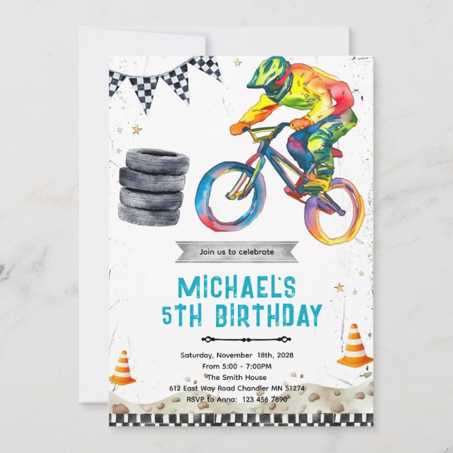 Invitation à une fête d'anniversaire de vélo BMX (Devant)