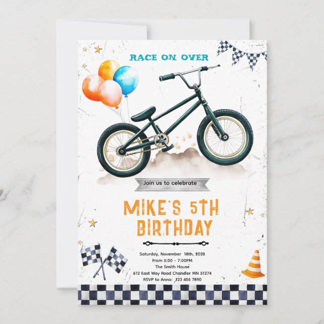 Invitation à une fête d'anniversaire de vélo BMX (Devant)