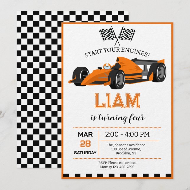 Invitation à une fête d'anniversaire de voiture de (Devant / Derrière)
