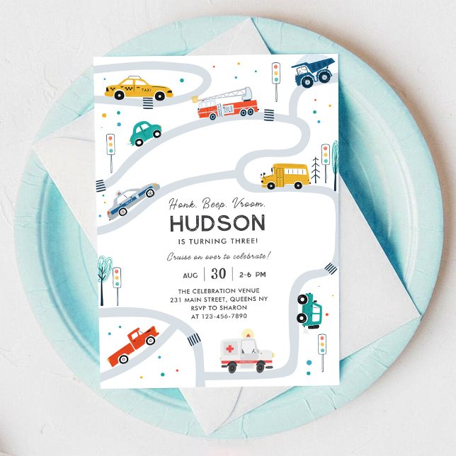 Invitation à une fête d'anniversaire de voiture po (Créateur téléchargé)