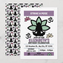 Invitation à une fête d'anniversaire de yoga