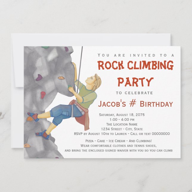 Invitation à une fête d'anniversaire d'escalade po (Devant)