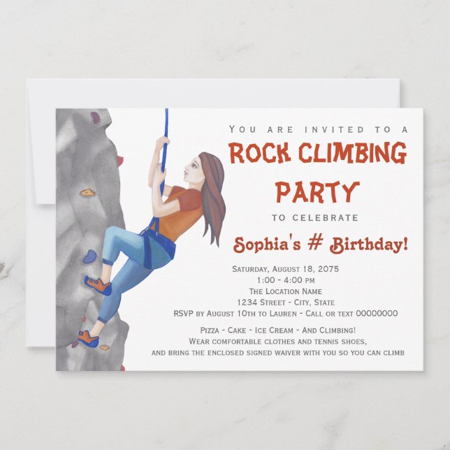 Invitation à une fête d'anniversaire d'escalade po (Devant)