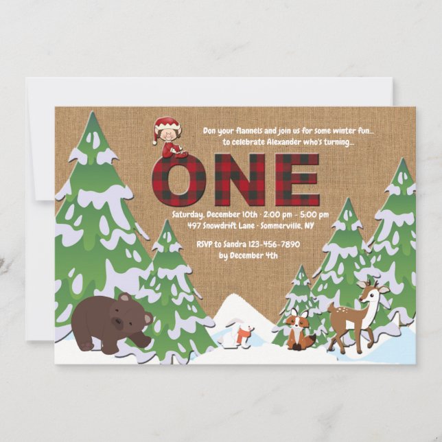 Invitation à une fête d'anniversaire d'hiver un (Devant)