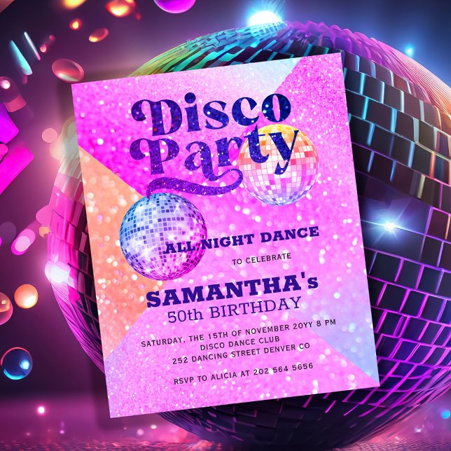 Invitation à une fête d'anniversaire disco dansant (Créateur téléchargé)