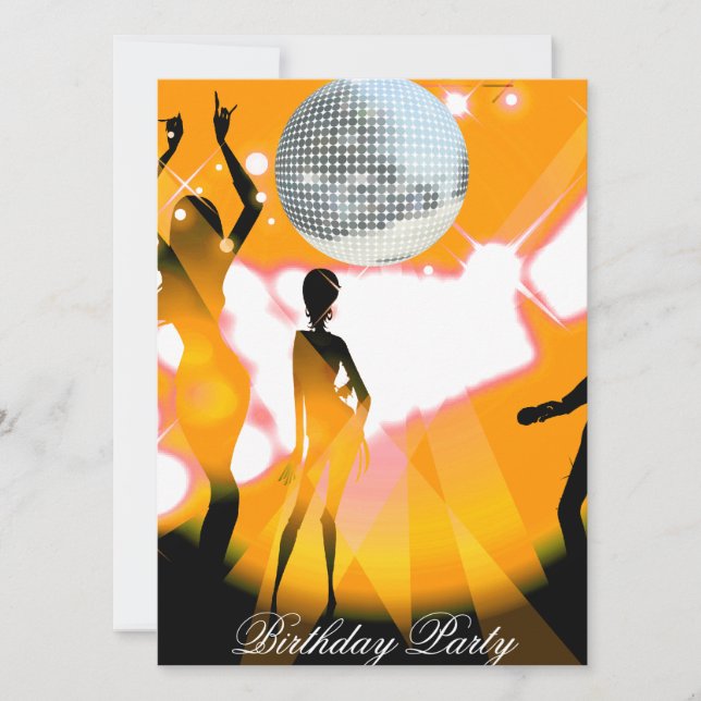 Invitation à une fête d'anniversaire Disco Rétro (Devant)