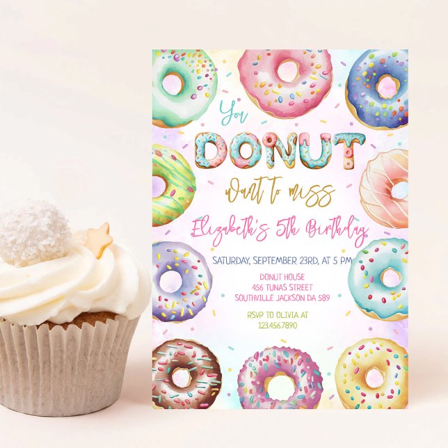 Invitation à une fête d'anniversaire Donut (Créateur téléchargé)