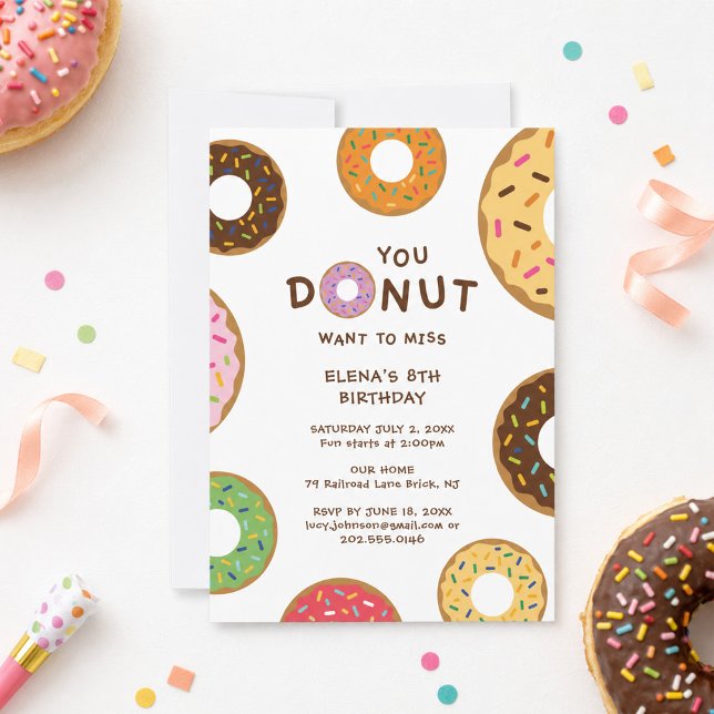 Invitation à une fête d'anniversaire Donut (Créateur téléchargé)