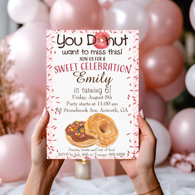 Invitation à une fête d'anniversaire Donut N'oubli (Créateur téléchargé)