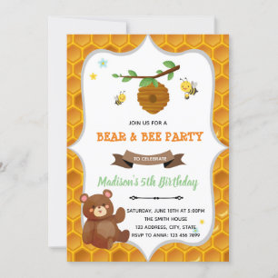 Invitation à une fête d'anniversaire d'ours et d'a