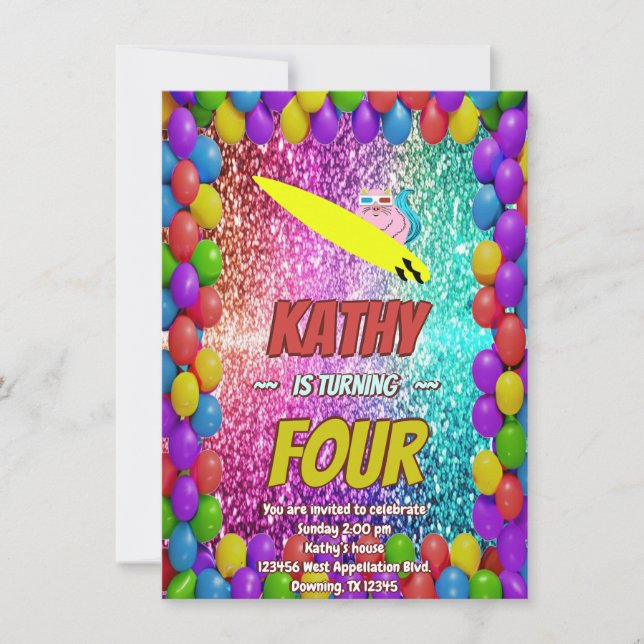 Invitation à une fête d'anniversaire écureuil espi (Devant)