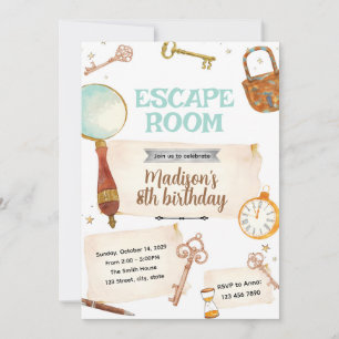 Invitation à une fête d'anniversaire en escape gam