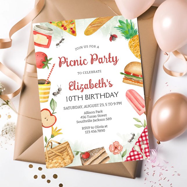 Invitation à une fête d'anniversaire en pique-niqu (Créateur téléchargé)
