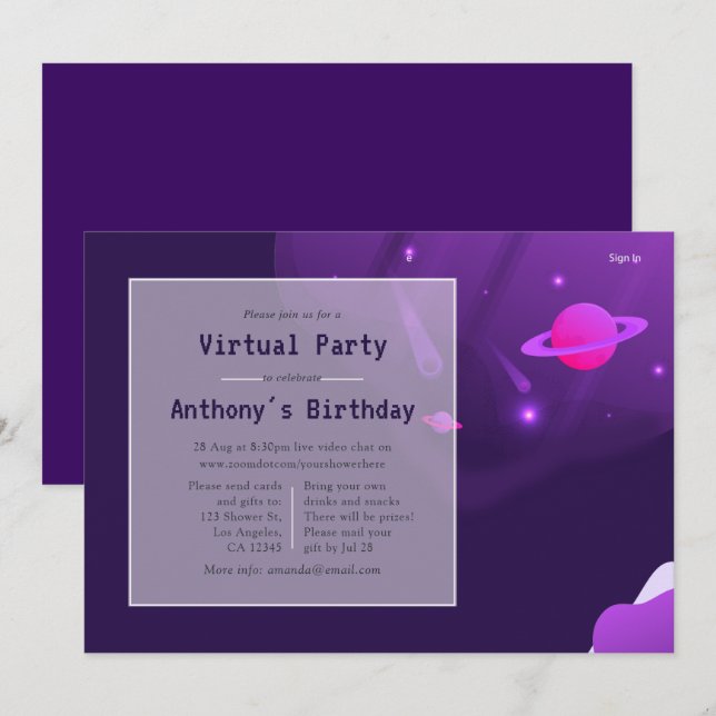 Invitation à une fête d'anniversaire en réalité vi (Devant / Derrière)