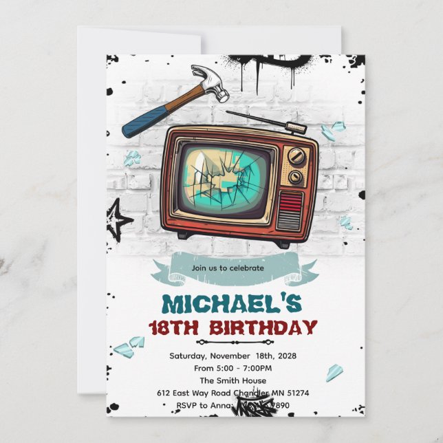 Invitation à une fête d'anniversaire en salle de r (Devant)