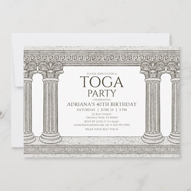 Invitation à une fête d'anniversaire en toge avec  (Devant)