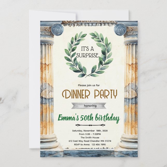 Invitation à une fête d'anniversaire en toge de la (Devant)