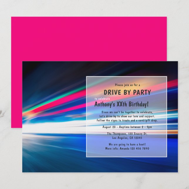 Invitation à une fête d'anniversaire en voiture (Devant / Derrière)
