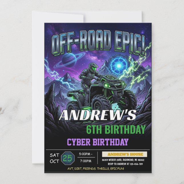 Invitation à une fête d'anniversaire en VTT Tout-T (Devant)