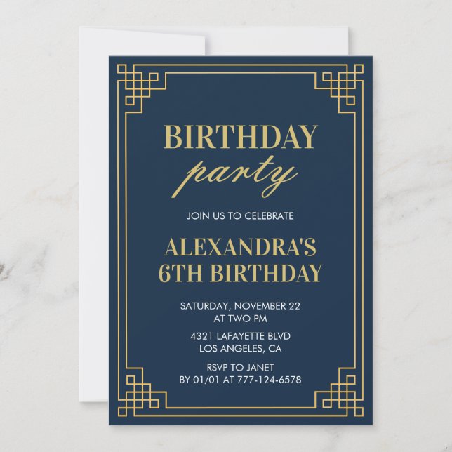 Invitation à une fête d'anniversaire fille 6 ans N (Devant)